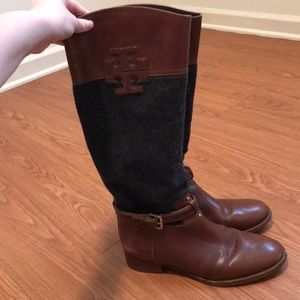 Tory Burch leather wool riding boots